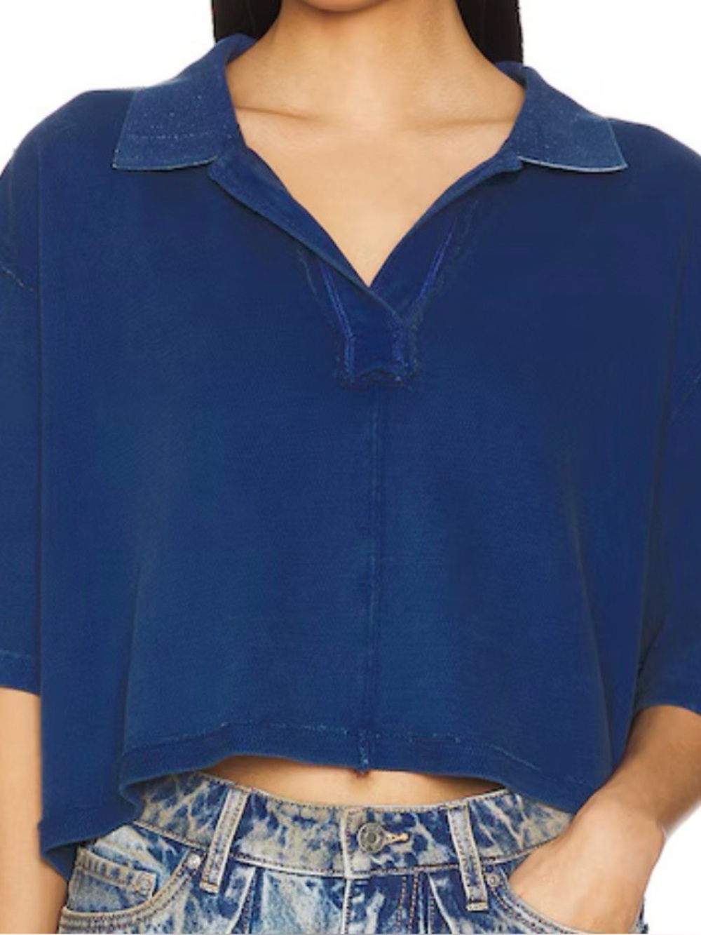 We The Free Deep Indigo Blue Cropped Top